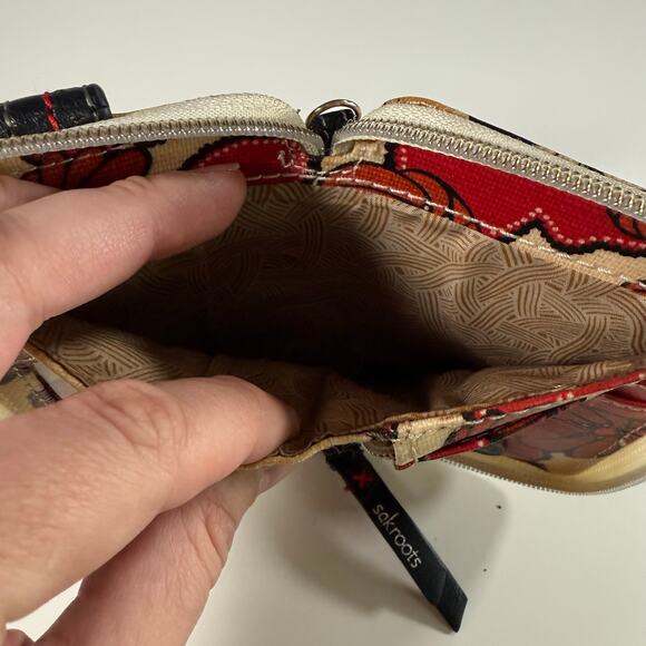 3/$20 Sakroots Coated Canvas Multicolor Flower Zip-Around Wallet Birds Boho - Picture 7 of 8